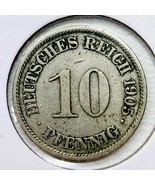 1905 A German Empire 10 Pfennig Coin - $56.26 MXN