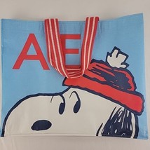 American Eagle Snoopy Reusable Tote Bag Nylon XMAS Red Blue Heart Peace ... - $24.95