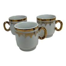 Stackable Yamasen Fine China Tea Set 3 Cups Mugs Gold Gilt Antique Made ... - £16.72 GBP