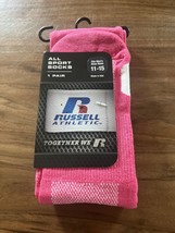Russell Athletic All Sport Pink Socks 1 Pair Fits Men Shoes Sizes 11-15 - $6.45