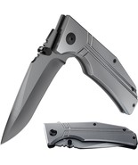 Spring Assisted Knife  Gray Pocket Folding Knife Tactical Knife NEW - £13.29 GBP