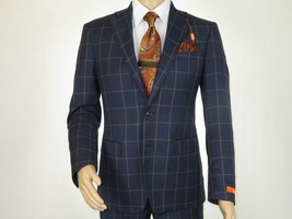 Men TALLIA Suit Wool Blend English Plaid Classic 2Button VDVA2SVX0013 Bl... - $149.99