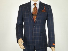 Men TALLIA Suit Wool Blend English Plaid Classic 2Button VDVA2SVX0013 Bl... - £118.02 GBP