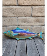 28&quot; Tuna Metal Art Wall/Fence Sculpture With Metal and Glass - $53.69 CAD