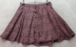 Urban Outfitters Flare Skirt Women Size XS Pink Leopard Print Lined Button Front - £18.40 GBP