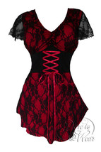 5X 28 Ruby Red Sweetheart Corset Top Dare to Wear Plus Size Empire Waist NWT - £37.41 GBP