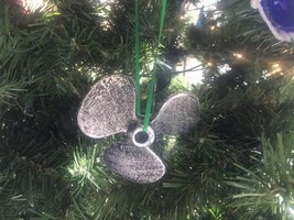 Antique Silver Cast Iron Propeller Christmas Ornament 4&quot;&quot; - $11.99
