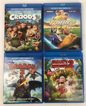 Animated lot of 4 Blu-Ray movies DVD  The Croods, Dragon 2, Turbo, C w a C o M 2 - $19.89