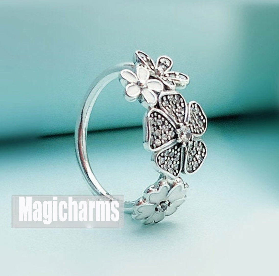 925 Sterling Silver Shimmering Bouquet Ring with Clear Zirconia For Women