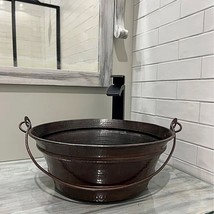 15&quot; Rustic Weathered Copper Vessel Bucket Bathroom Sink - £151.64 GBP
