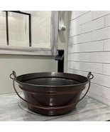 15" Rustic Weathered Copper Vessel Bucket Bathroom Sink - £142.74 GBP