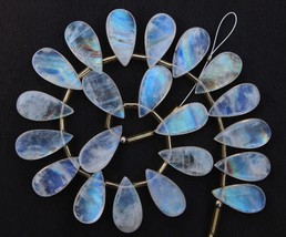 Natural 20 pieces smooth pear Rainbow Moonstone gemstone briolette bead,... - $109.99