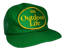 Vintage Outdoor Life Hat Cap Snap Back Green Mesh Trucker Patch Logo Louisville - £19.48 GBP