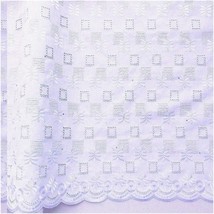 Swiss Veil Delight: 5 Yards of White Cotton Lace Fabric, Em - $141.56