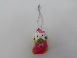 Hello Kitty Christmas Ornament Holding Wreath X-MAS Stocking Bow Santa Hat Broke - £6.33 GBP