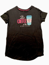 Secret Treasures Women’s Size S-M Coffee Sleep Shirt Nightgown Black Pockets NWT - £7.79 GBP