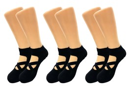 Black Non-Slip Grip Pilates Yoga Socks with Straps for Pilates Yoga Ballet - £13.41 GBP