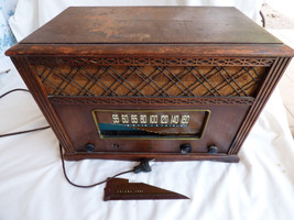 VTG Selector Phono Radio Emerson 1949 577 series B AM Band Wooden Tube R... - $94.05