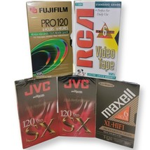 Lot of 5 Mixed Brand Blank VHS Cassette Tapes New, Sealed JVC, RCA, Maxell - £19.91 GBP