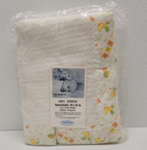 Vintage New Chatham Crib Baby Blanket 40&quot; X 45&quot; White Yellow Acrylic Nylon NOS - £48.99 GBP