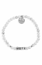 New With Tags Little Words Project &quot;Vote&quot; White/Silver Stretch Bracelet Sz S/M - £14.03 GBP