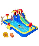 Inflatable Water Park With Blower, Slide With Water Cannon And Double Ba... - £285.12 GBP
