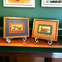 Set/2 Vtg Handmade Framed Duck 3D Art Wood Frame Wall Hanging Country Hunting - £18.98 GBP