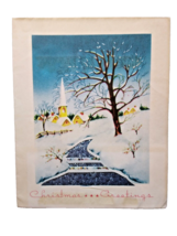 Diecut Glittered Snow Walkway Church Religious Christmas Greeting Card 1945 - $9.00