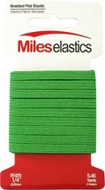 New Mileselastics-Braided Flat Elastic 1/4&quot; (6.35 mm) X 5.46 Yards(5M) - Green - £11.18 GBP