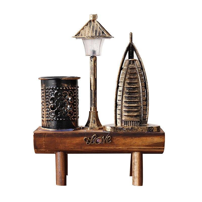 Vintage Artcrafts Building Model Figurines For Home Decoration Accessories Woode