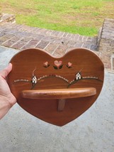 Vintage Wooden Heart Shaped Shelf Hand Painted Folk Art Country Wall 12.... - $38.98 CAD