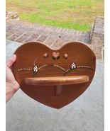 Vintage Wooden Heart Shaped Shelf Hand Painted Folk Art Country Wall 12.... - $39.03 CAD