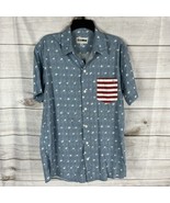 Tipsy Elves Men&#39;s Large American Flag Patriotic Pocket Button Up Shirt - £13.46 GBP