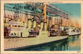Vtg Postcard Destroyers At Norfolk Navy Yard, Portsmouth VA.  Unposted - £6.87 GBP