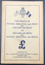 1928 Cunard Steamship Conversion Pounds Shillings Pence Dollars Booklet ... - £25.97 GBP
