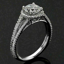 1.5 Ct Round Cut Diamond Halo Split Shank Engagement Ring 14K White Gold Over - £121.36 GBP