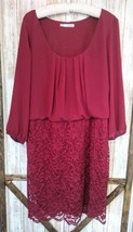 Maurices Burgundy One Piece dress Sz XXL Blouse On Top Bottom Half Floral Lace - £7.71 GBP