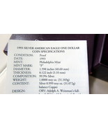 1993 P Proof Silver Eagle Box &amp; COA - OGP ONLY, NO COIN OR CAPSULE - $13.03 CAD