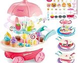 Brand Conquer Ice Cream Plastic Trolley Pretend Role Play Set with LED L... - $22.88