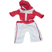 Red White Sports Two Piece Doll Outfit Set Hoodie Zip Front Larger Size - £11.59 GBP