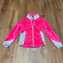 Champion Girls Hot Pink Gray Fleece Full Zip Jacket Size Small 6-6X Mid Weight - $23.76