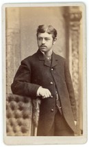 CIRCA 1870&#39;S CDV Handsome Dashing Man Mustache Long Coat Cramer St. Louis, MO - £9.57 GBP