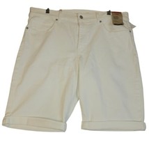 Levis Jeans Shorts Womens 33 Classic Bermuda Cuffed White Denim Stretch Ladies - $16.28