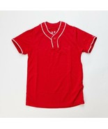 Alleson Men&#39;s Small Baseball Jersey Two Button Henley Red White Shirt 506TH - $7.00