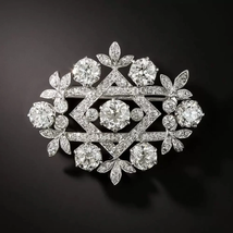 Edwardian Diamond &amp; Pearl Crown Brooch, Engagement Pin, Christmas Brooch Pin - £166.10 GBP