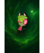 Zim Enamel Pin • 1&quot; Invader-Style Alien Pin • Cute Green Irken Robot Lea... - $14.84