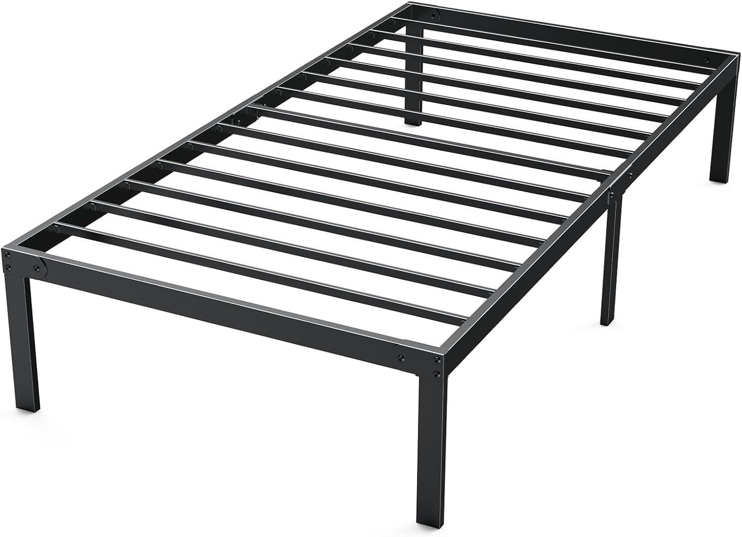 Dumos Bed Frame: Black, Easy-To-Assemble Twin Size Metal Platform Bed Fr... - $70.99