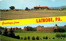 Vintage 1960s Latrobe PA Postcard Featuring Airport &amp; St. Vincents College - $14.52