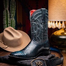 Marco Di Milano Genuine Snake Skin Cowboy Boot Missouri Black / Blue image 7