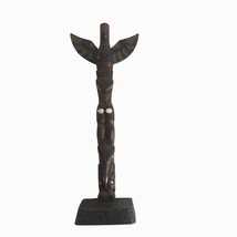 Totem Pole Miniature BOMA Hand Painted Folk Art Statue Canada Tribal - $19.59